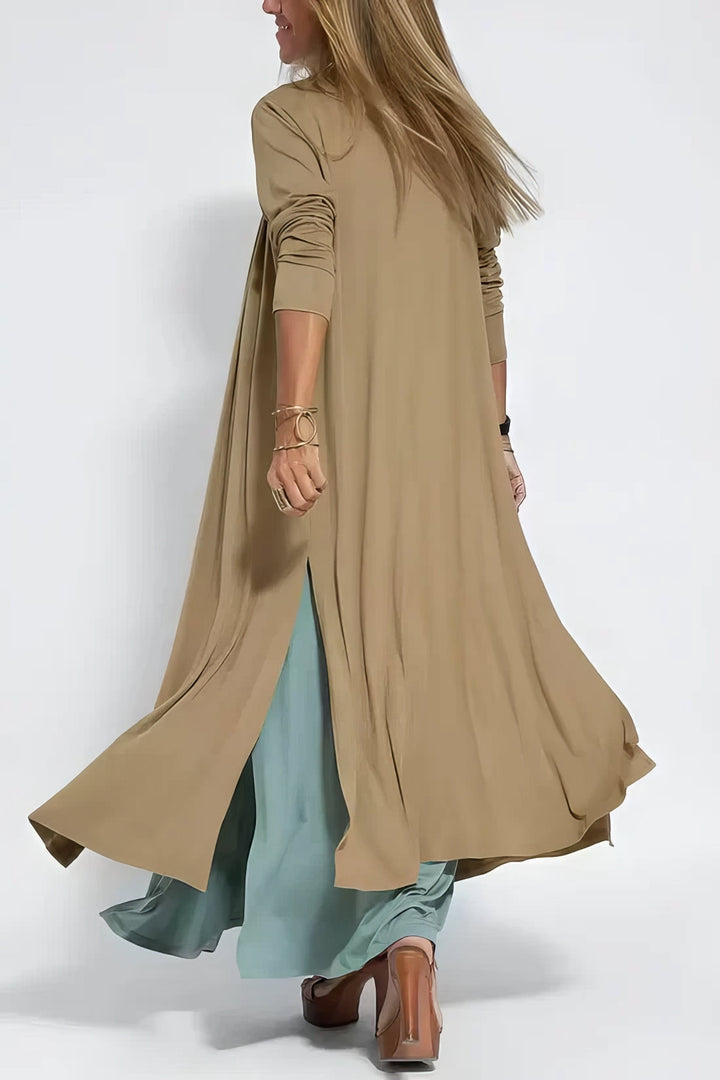 Vestido largo elegante + cárdigan a condizer DE BRINDE